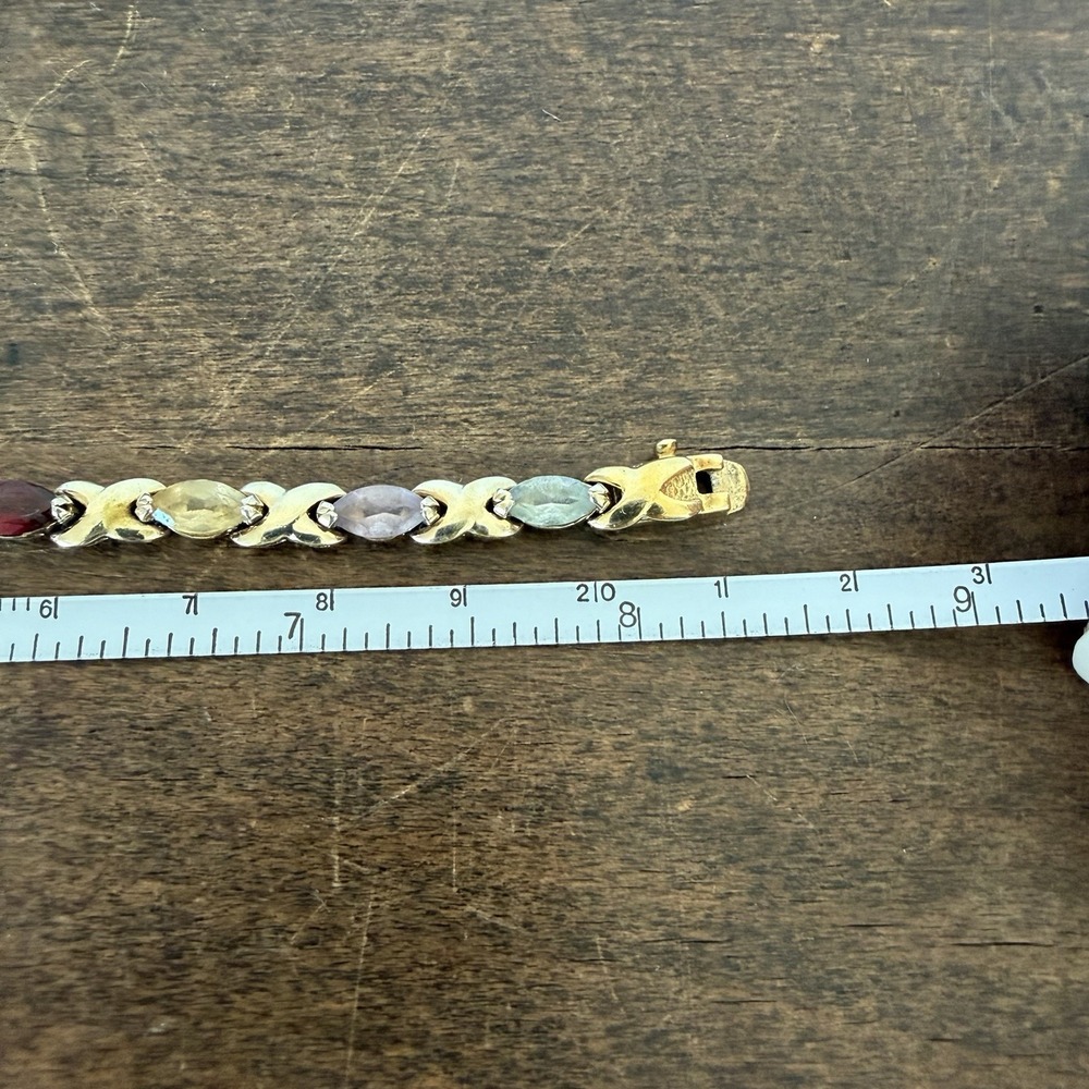 Estate Multicolor Gemstone and Gold Bracelet - Picture 6 of 6
